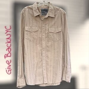 Machine Button down Long sleeve Shirt in Tan Size XL